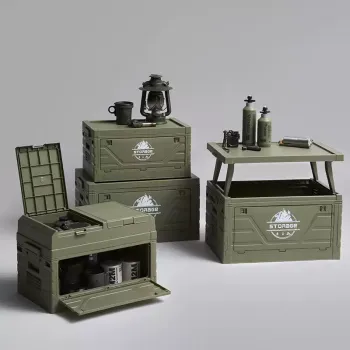 야외 캠핑 휴대용 캠핑 수납함 차량용 트렁크 정리함 피크닉 수납함 3도어 접이식