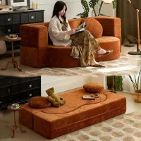 진공 압축 소파 퓨어 스펀지 풀세탁 빈티지 2인용 거실 침실 접이식 모듈 소파 베드