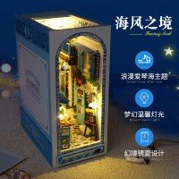 XHD 책꽂이 DIY 입체책 블록 퍼즐 우드하우스 만들기 모형 장식품 바다 바람의 경지