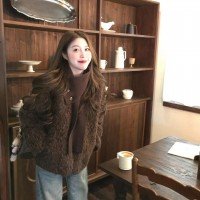 실사 정가 복잡한 고대 돈 바람 작은 대중 디자인 센스 탈착식 스카프 모피 여성 코트 가을 겨울