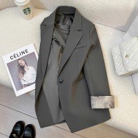 빅 사이즈 캐주얼 디자인 센스 정장 여성 코트 2025 봄 새로운 고유 한 커프스 고급 센스 작은 정장 맨위