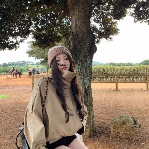 영국식 바람 여성 코트 2025 이른 가을 새로운 품격 명문 여성 고급 센스 빛 럭셔리 이중 버튼 스탠드 칼라 쇼트 스타일 바람막이