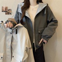 실사 고급 센스 후드 바람막이 여성 코트 2025 가을 겨울 새로운 한국 스타일 루즈핏 캐주얼 지방 mm 방풍 맨위