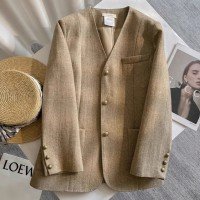 2025 조기 가을 새로운 V넥 정장 여성 코트 품격 작은 키 정장 맨위