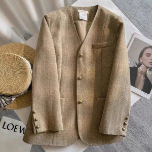 2025 조기 가을 새로운 V넥 정장 여성 코트 품격 작은 키 정장 맨위