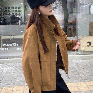 스웨이드 원단 여성 코트 루즈핏 폴로 캐주얼재킷