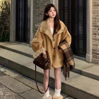 양면 착용 피모 하나 모피 여성 코트 겨울 두꺼운 루즈핏 오토바이 서비스 맨위 양털 모피 재킷