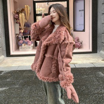 실사 고급 센스 슈퍼 잘 생긴 피모 하나 모피 짧은 외투 2025 겨울 두꺼운