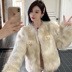 밍크 환경 보호 모피 짧은 여성 코트