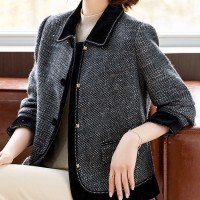 모직 외투 2025 새로운 중년 여성 폴로 칼라 재킷