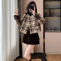 래티스 양모 여성 코트 가을과 겨울 고급 고유 디자인