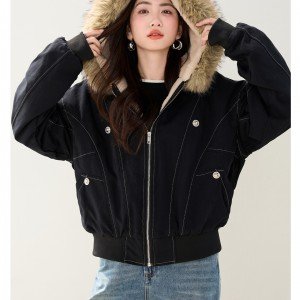 2025 가을 겨울 신제품 아메리칸 칼라 후드 재킷 여자 