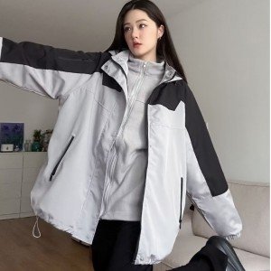 일본식 레트로 워크웨어 야외 기능 후드 자켓 여성 코트