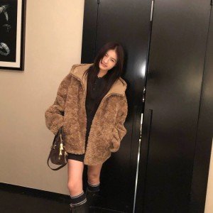 양면 착용 후드 스웨이드 양털 재킷 