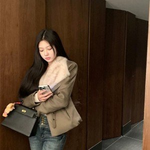 여성 전체 털 다운 네리 스웨이드 원단 두꺼운 여성 코트