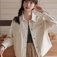  2025 봄 새로운  화이트 카우보이 짧은 여성 코트