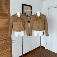 쇼트 스타일 레트로 스웨이드 원단 재킷