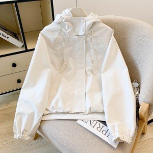 슈퍼 화이트 여성 코트 작은 키 2025 가을 패션