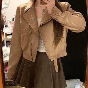 캐시미어 원단 아메리칸 스웨이드 여성 코트 작은 키 스타일