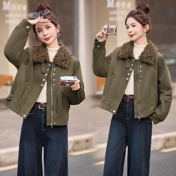 높은 품질 여성 의류 2025 가을 새로운 패션 디자인 센스 양털 쇼트 스타일 재킷