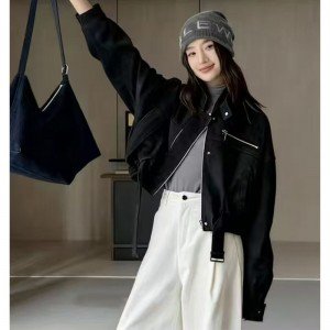 개체 매장 2025 가을 겨울 새로운 유럽 상품 한국 스타일 스탠드 칼라 쇼트 스타일 워크웨어 재킷