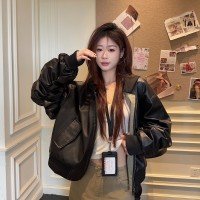 탈착식 후드 양면 착용 bomber 가죽 재킷 재킷 쇼트 스타일 프로필 모양 플라잉 외투