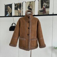 양털 플리스 스웨이드 여성 코트 보온 둘 착용