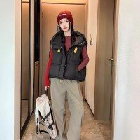 슬림해 보이는 다운 코튼 베스트 미니멀리즘 캐주얼 패션