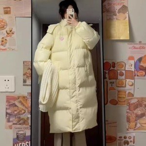 코튼 코트 무릎 위 한국 버전 두꺼운 웰론 패딩