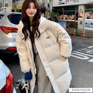 학생 스타일 롱 웰론 의류 여자 롱패딩