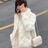 화이트 패치워크 웰론 의류 여성 코트 디자인 고급 센스 면 옷