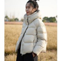 부드러운 고밀도 나일론 다운 재킷 여성 짧은 한국 스타일 작은 키 슬림해 보이는 거북이 패딩 재킷 두꺼운 면 의류