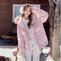 여성 겨울 모피 칼라 워크웨어 다운 재킷 보온 Parker