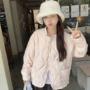 그리드 한국버전 외투 화이트 구스다운 레이스 얇고 가벼운 다운 재킷