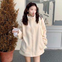 두꺼운 레트로 느슨한 큰 사이즈 양모 인형 외투 두꺼운 양털 