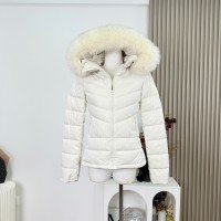 폭스퍼 모피 칼라 90 화이트 구스다운 겨울 숏 패딩