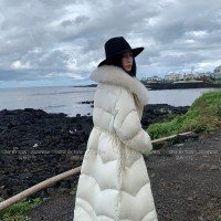 onebytow 폭스퍼 롱패딩 90 화이트 구스 다운 럭셔리 고급 재킷