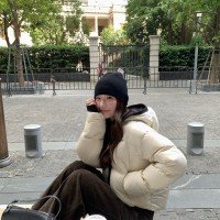 쇼트 스타일 배색 화이트 덕 다운 외투