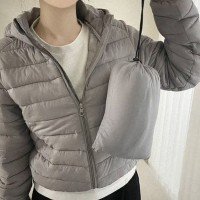 한국 스타일 화이트 구스다운 경량 패딩 후드 재킷