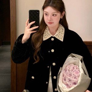 벨벳 웰론 샤넬 스타일 재킷 겨울