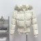 후드 폭스퍼  카라 90 화이트 구스다운 패딩 외투
