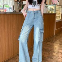 카우보이 특수 의류 여자 슬림 와일드 스트레이트 청바지