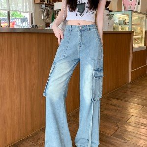 카우보이 특수 의류 여자 슬림 와일드 스트레이트 청바지