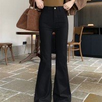 한국 스타일 핫걸 하이웨이스트 마이크로 나팔  청바지