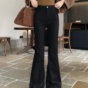 한국 스타일 핫걸 하이웨이스트 마이크로 나팔  청바지