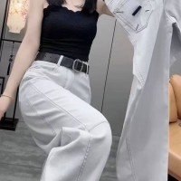 두꺼운 플러시 하이웨이스트 부츠컷 청바지 