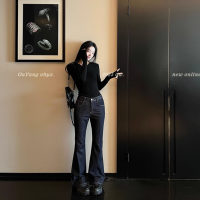 서울 주간 실크 청바지 웨이스트 몸매 가꾸기 레트로 긴 바지