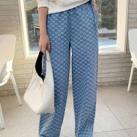 레트로 싱글 제품 한국 청바지 활 자카드 스트레이트 바지