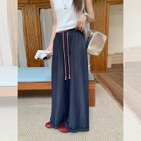 2025 레트로 신축성있는 허리 프릴 청바지 여성 레저