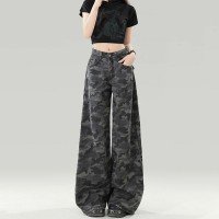 트렌드 카모플라주 여성 슬림해 보이는 패션 루즈핏 청바지